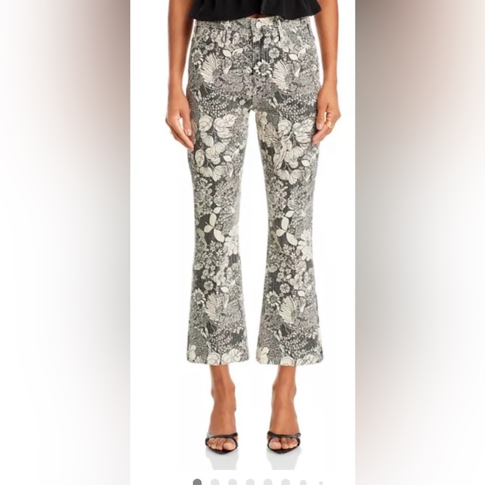 MOTHER Black and Cream Floral Ankle Pants
